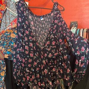 Floral Black Women's Top